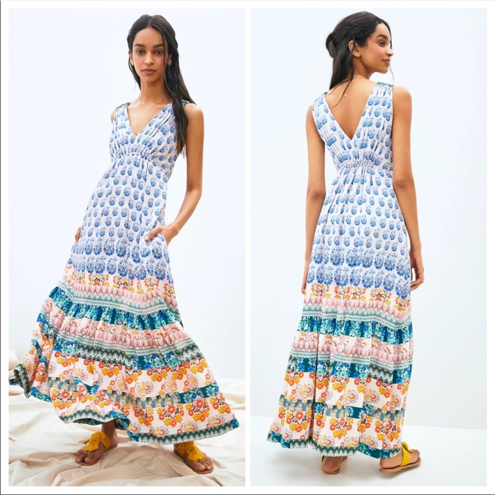 Anthropologie Multicolor Malibu Floral Maxi Dress